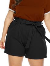 Plus Paper Bag Waist Belted Shorts Sai Feel
